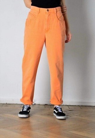 VINTAGE 90S PEACH ORANGE HIGH WAISTED JEANS