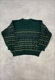 L.L.BEAN KNITTED JUMPER ABSTRACT PATTERNED GRANDAD SWEATER