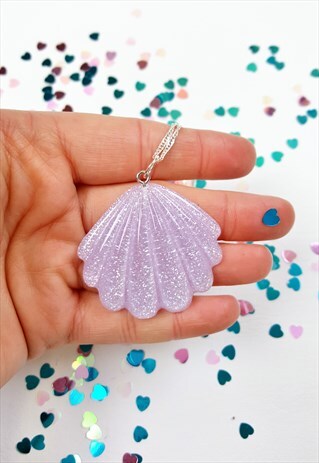 MERMAID PURPLE GLITTER SHELL NECKLACE