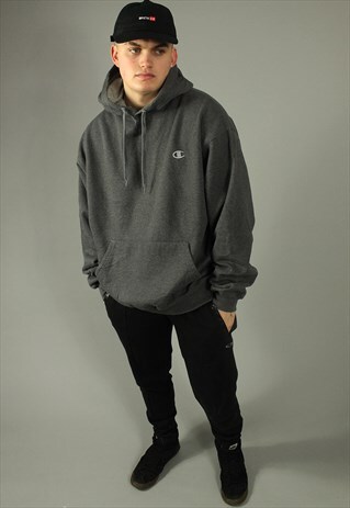 VINTAGE DARK GREY CHAMPION HOODIE