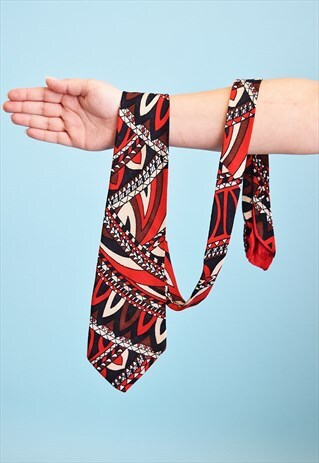 VINTAGE 70'S RETRO KNITTED JERSEY MOD ABSTRACT PATTERN TIE