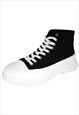 CHUNKY SOLE HIGH TOPS PLATFORM SNEAKERS SKATER SHOES BLACK