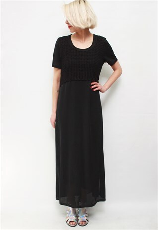 VINTAGE 70'S BEAUTIFUL AWESOME BLACK MAXI DRESS