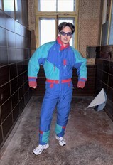Vintage 90's funky warm cool full winter tracksuit in green