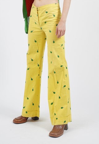 VINTAGE REVIVAL 70'S YELLOW LADYBIRD FLARED TROUSER