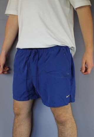 VINTAGE NIKE SHORTS IN BLUE WITH POCKETS, EMBROIDERED LOGO A
