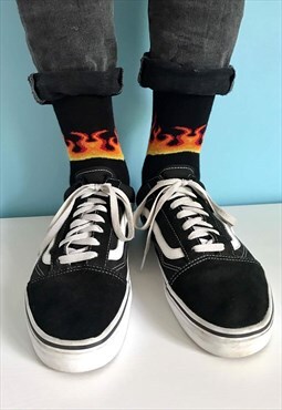 Hot funky street wear socks with Helloween warm Fire, Flame