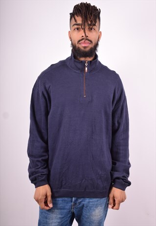 MENS VINTAGE REVERSIBLE SWEATSHIRT JUMPER XL NAVY BLUE 90'S