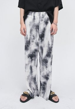 Men's tie-dye pleated slit trousers S VOL.5