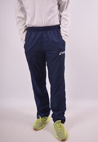 VINTAGE ASICS TRACKSUIT TROUSERS NAVY BLUE