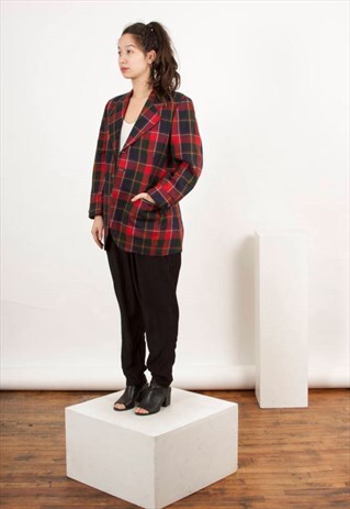 RED PLAID BLAZER / VINTAGE BOYFRIEND BLAZER