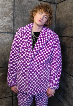 SKA check fleece coat handmade 2in1 Vans chess trench jacket