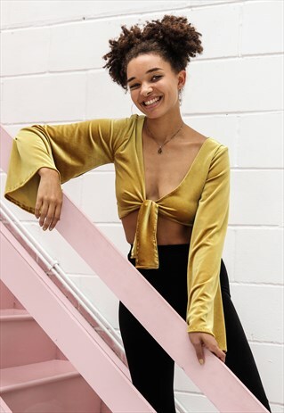 GOLDEN VELVET WRAP TOP