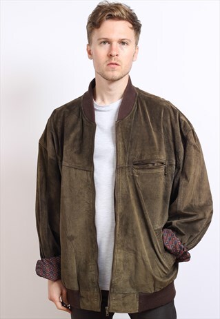 VINTAGE OVERSIZED SUEDE BOMBER JACKET