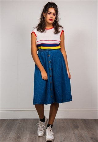 VINTAGE 90'S MIDI BLUE DENIM SKIRT