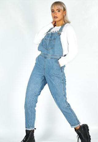 VINTAGE UNBRANDED DENIM DUNGAREES IN BLUE