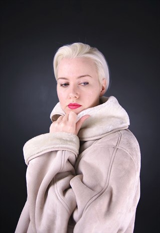 VINTAGE GABRIELLA VICENZA FAUX SUEDE COAT - BEIGE