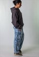 BLUE DENIM 90S BAGGY HIP HOP JET LAG CARGO SKATER PANTS