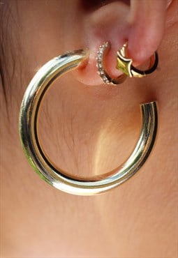 Small Tube Hoops Earrings Light Gold Plated 