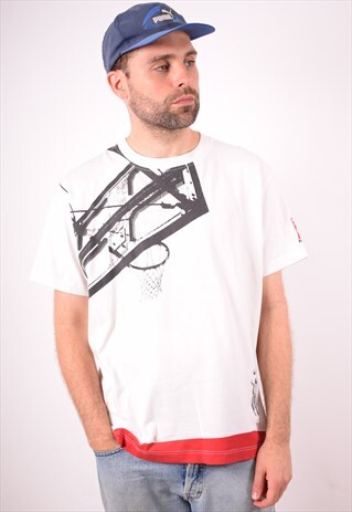 NIKE MENS VINTAGE T-SHIRT TOP MEDIUM WHITE 90S