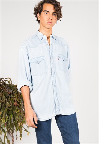 VINTAGE 90'S LEVI'S WESTERN DENIM SHIRT / S0211