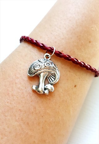 MUSHROOM CHARM BRACELET DEEP RED