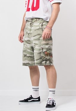 Vintage cargo shorts in camo pattern baggy wide leg