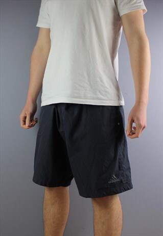 VINTAGE ADIDAS SHORTS IN NAVY WITH POCKETS, A EMBROIDERED LO