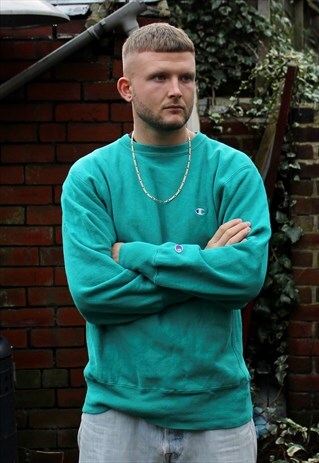 VINTAGE TURQUOISE CHAMPION REVERSE WEAVE SWEATSHIRT XL