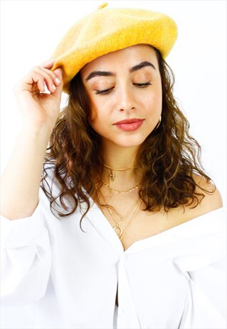 YELLOW FRENCH STYLE BERET HAT