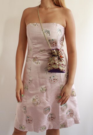 PURPLE GOLD EMBROIDERY UMBRELLA MINI BAG