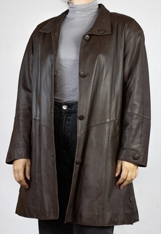 VINTAGE  LEATHER JACKET CUIROPOLIS IN BROWN L