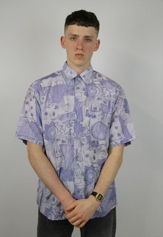 VINTAGE 90'S LILAC PRINT SHIRT