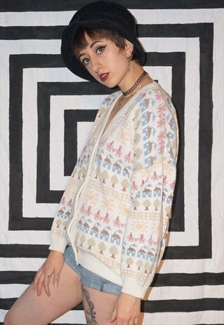 VINTAGE 80'S PATTERNED CARDIGAN
