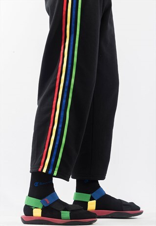 CROPPED JOGGERS MULTICOLOR STRIPE BLACK TROUSERS