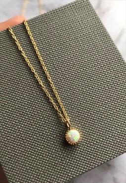Simple Gold plated over Silver Moonstone Necklace
