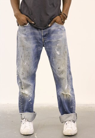 LEVI'S VINTAGE BLUE DENIM PAINT 501 JEANS