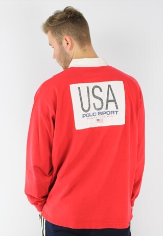 RALPH LAUREN POO SPORT SHIELD RUGBY POLO SHIRT (RARE)