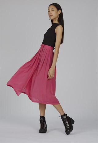 VINTAGE 90'S HOT PINK SHIMER A-LINE STEFANEL SKIRT