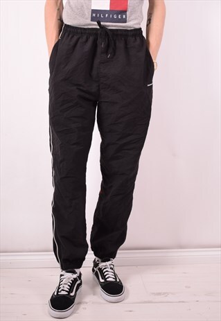 REEBOK MENS VINTAGE TRACKSUIT TROUSERS MEDIUM BLACK 90S