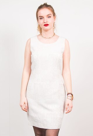 VINTAGE 90'S WHITE PATTERNED SHIFT DRESS