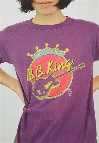 VINTAGE 1980S BB KING ORIGINAL T-SHIRT IN PURPLE - FESTIVAL