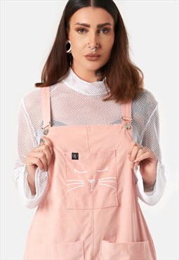 BEAR-ABLE Teddy Embroidery Black Woven Dungarees