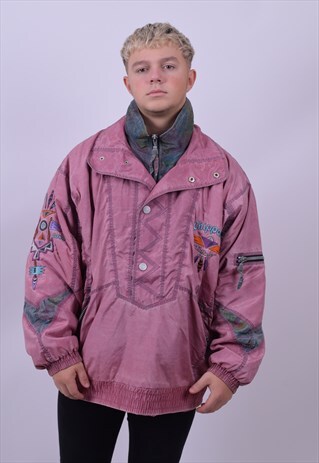 VINTAGE 80'S HALF ZIP SKI WINDBREAKER JACKET SIZE X LARGE