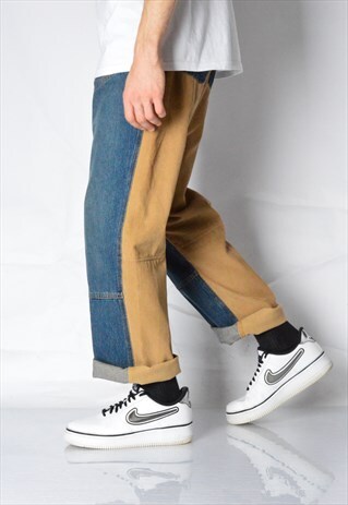 Y2K BLUE BEIGE CORDUROY JEANS