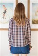 PURPLE AND BLACK CHECKED LONG SLEEVE SHIRT
