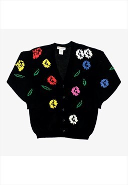 Escada knit cardigan with coloured embroidered flowers