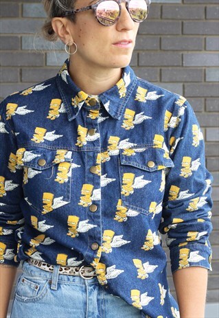 VINTAGE 1990S BART SIMPSON DENIM SHIRT