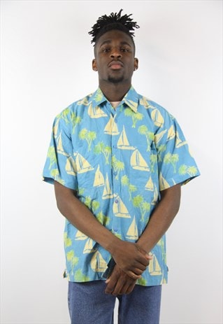 VINTAGE PATTERNED BLUE SHIRT