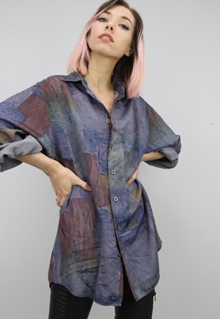 VINTAGE 80S/90S OVERSIZED PATTERNED SHIRT
